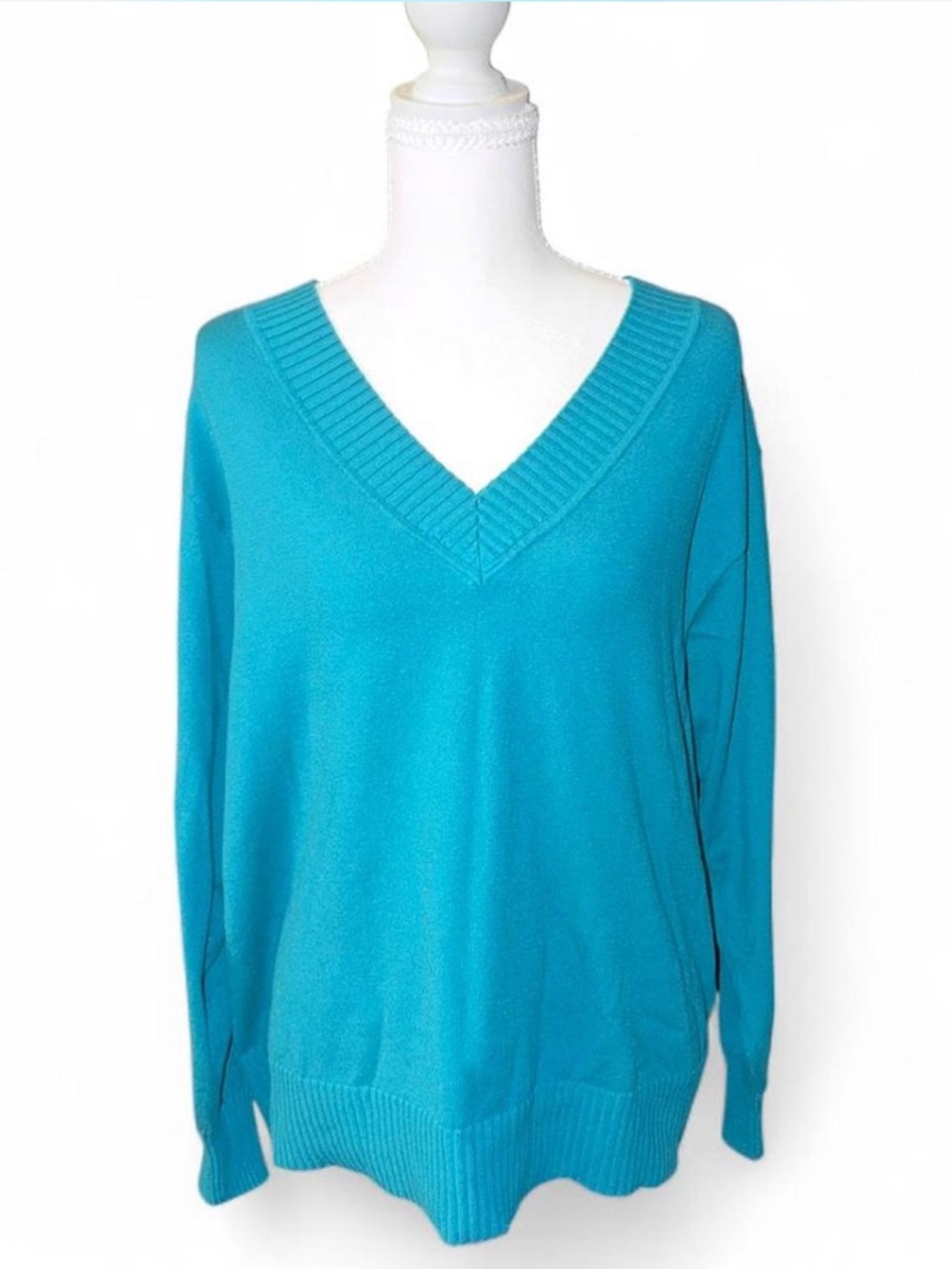 Lane Bryant Teal V-Neck Sweater